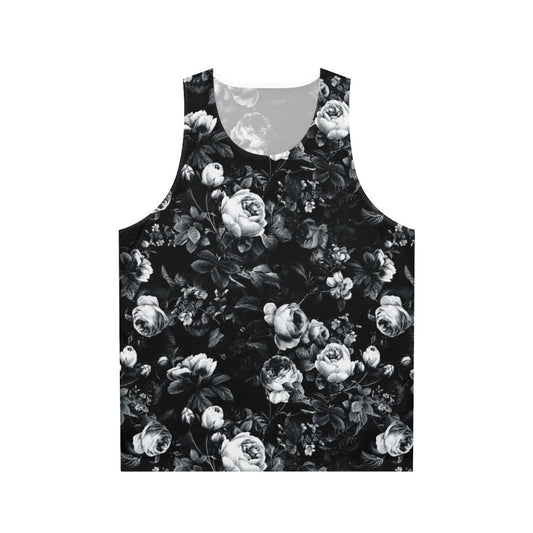 Roses black and white unisex tank top