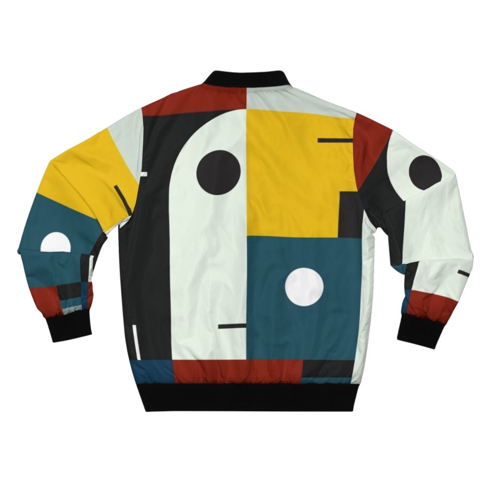 Bauhaus-inspired modernist bomber jacket with geometric patterns and bold colors - Back