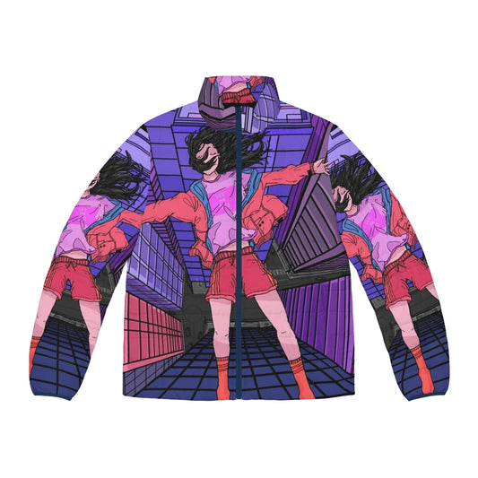 "Let Me Go" Puffer Jacket, cozy winter fashion with a vaporwave aesthetic