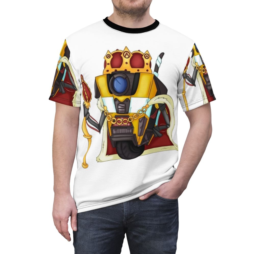 Borderlands-inspired t-shirt featuring the iconic Claptrap robot character - men front