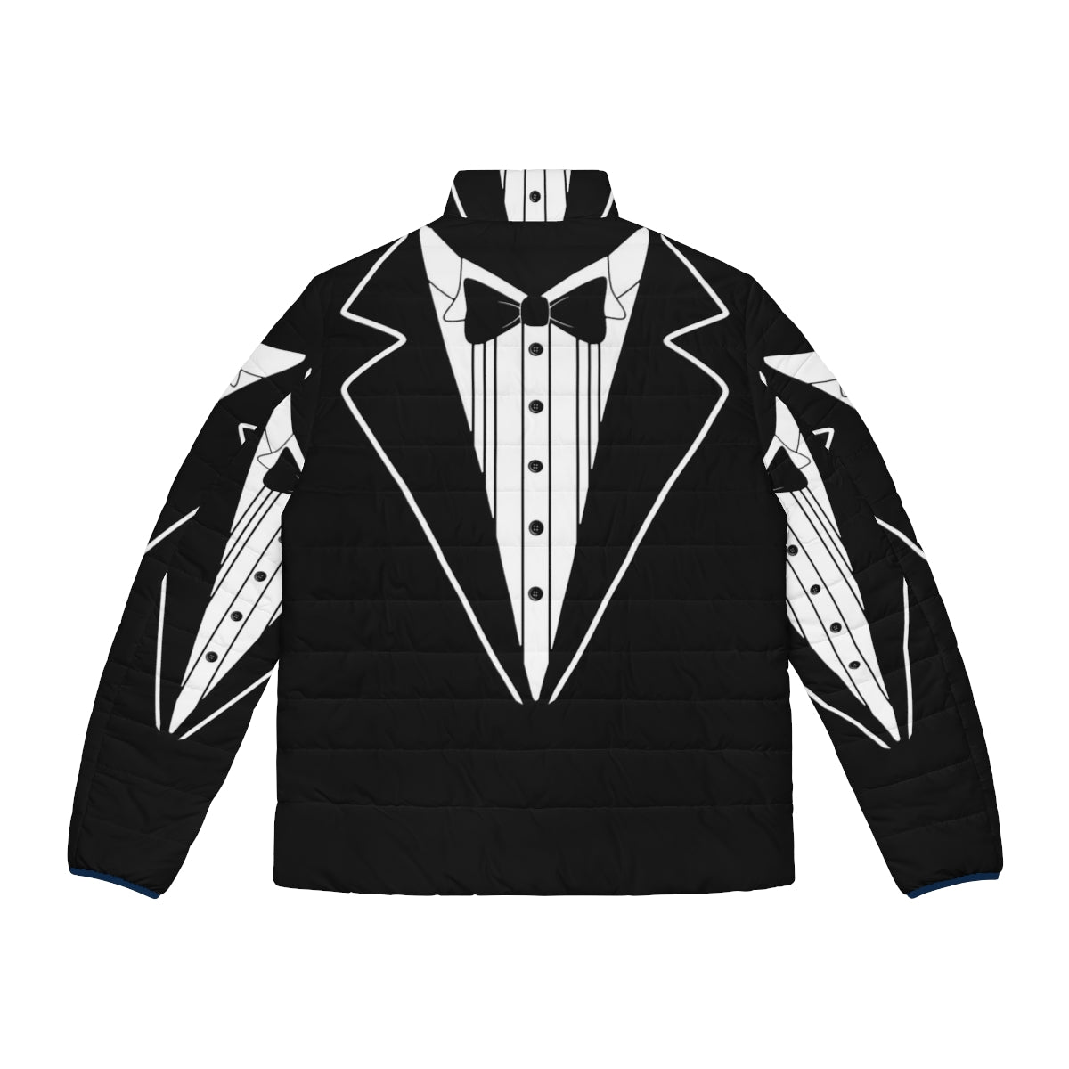 Tuxedo puffer jacket with a touch of Animal House frat style - Back