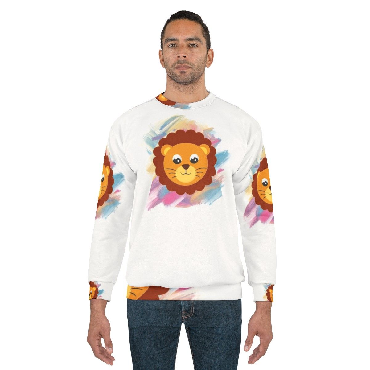 Legendary fantasy animals sweatshirt featuring mystic dragon, lightning dragon, unicorn, and falcon - men