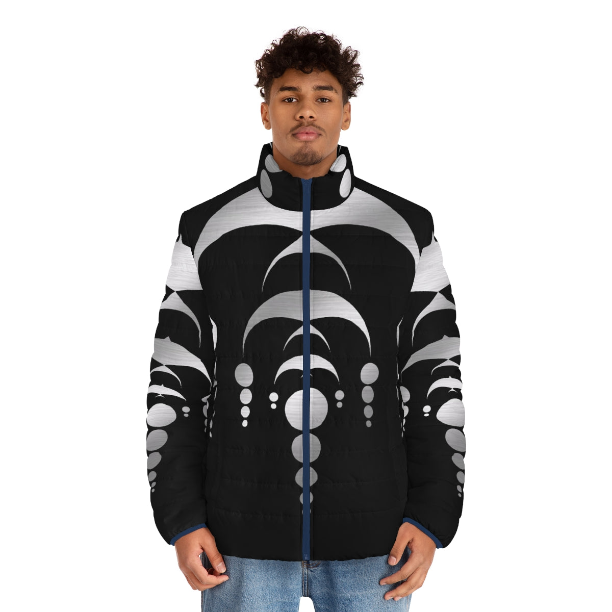 Crop Circles Puffer Jacket featuring alien and UFO inspired design - men front