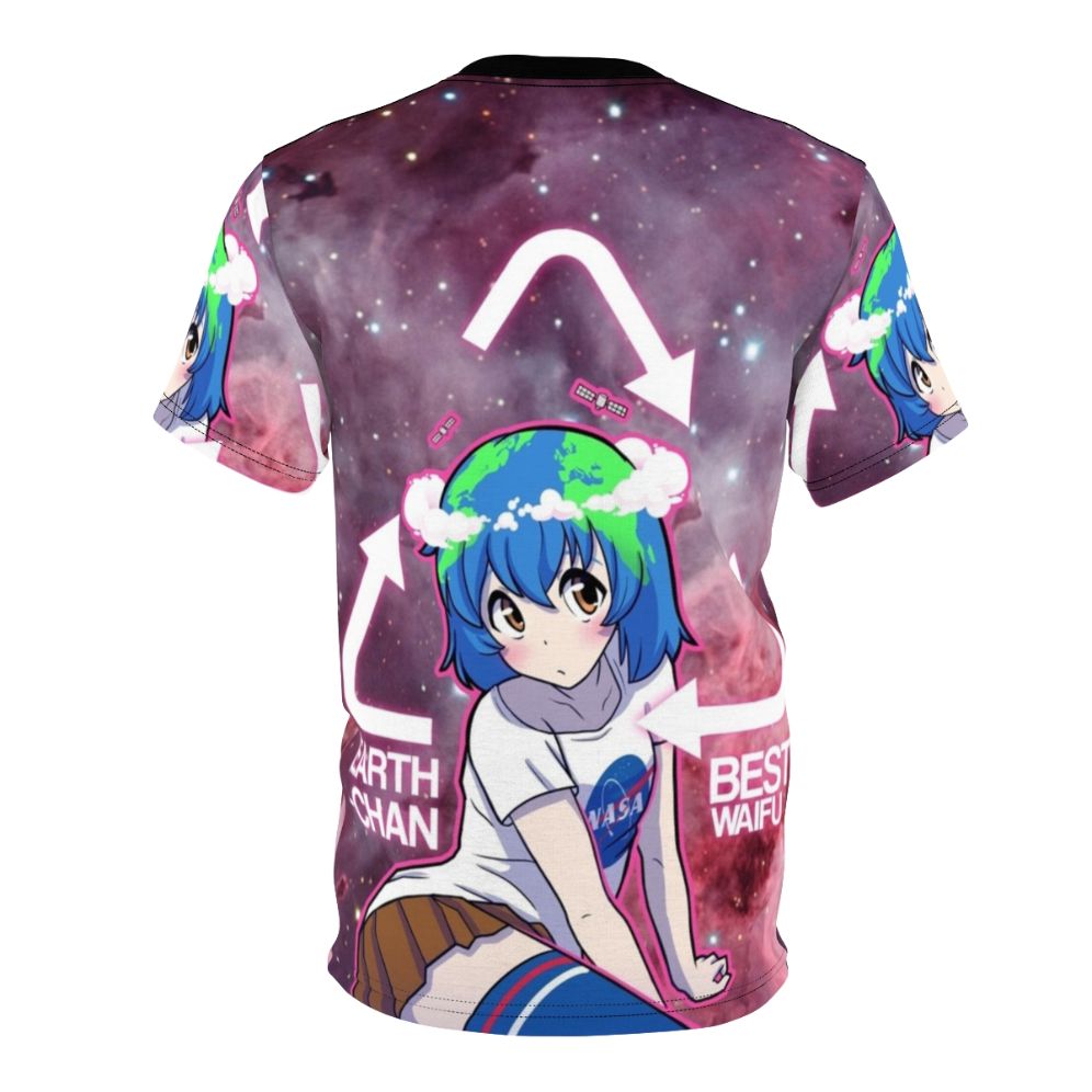 Graphic t-shirt featuring a cute anime-style illustration of the Earth planet - Back