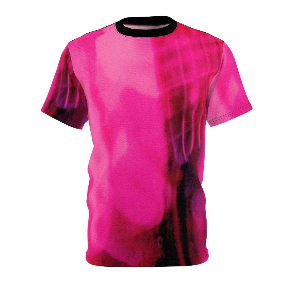 Loveless-inspired shoegaze t-shirt featuring a pink and guitar design