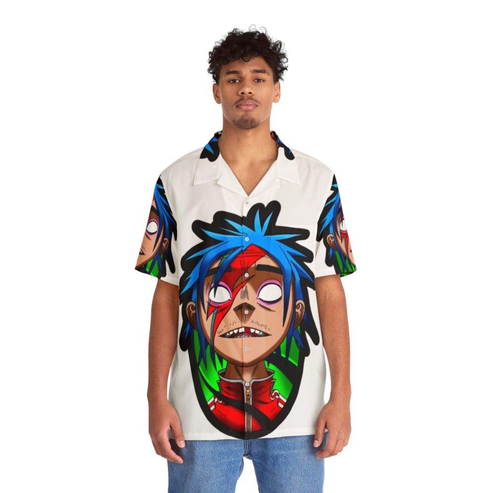 2D Hawaiian Shirt with Gorillaz and David Bowie Inspired Graphics - Lifestyle