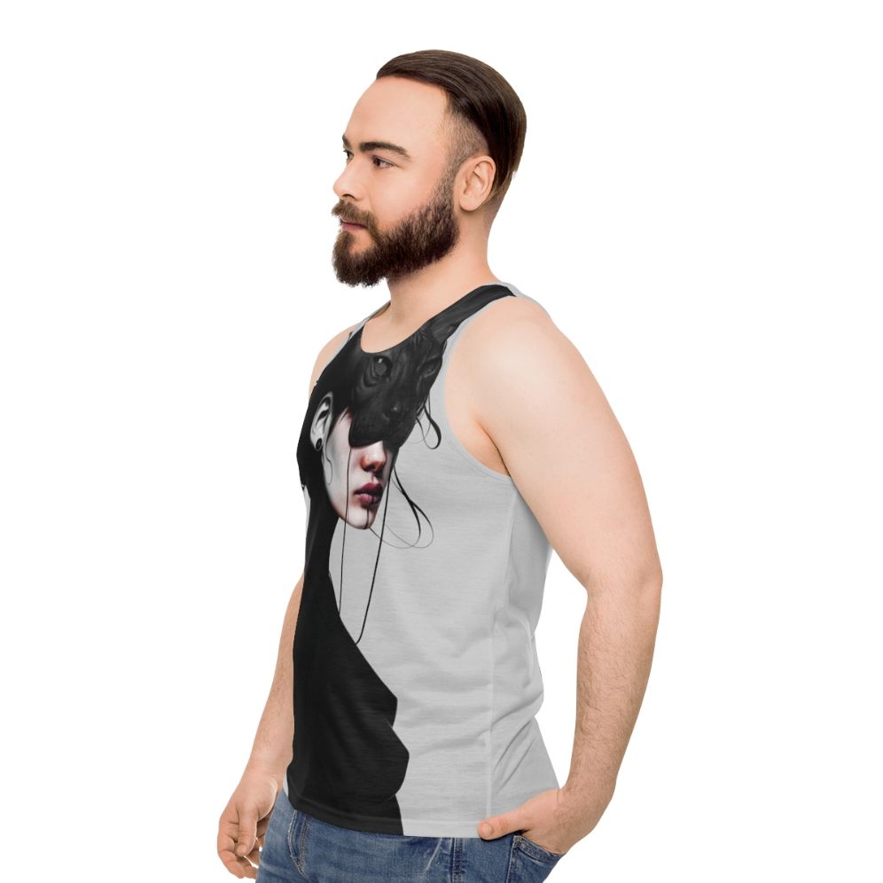 Moody portrait unisex tank top - men side