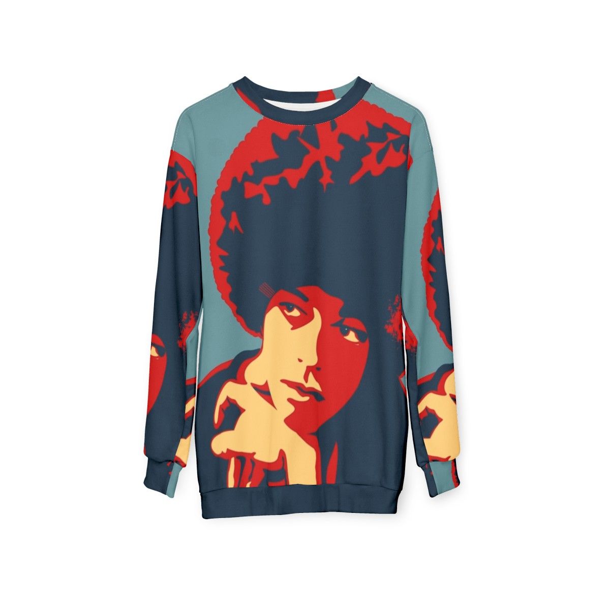 Angela Davis Sweatshirt featuring revolutionary activist imagery - hanging