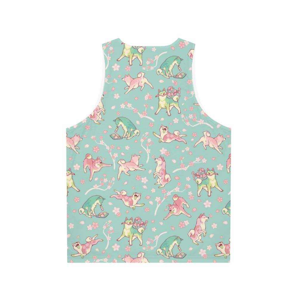 Shiba Inu Floral Unisex Tank Top - Back