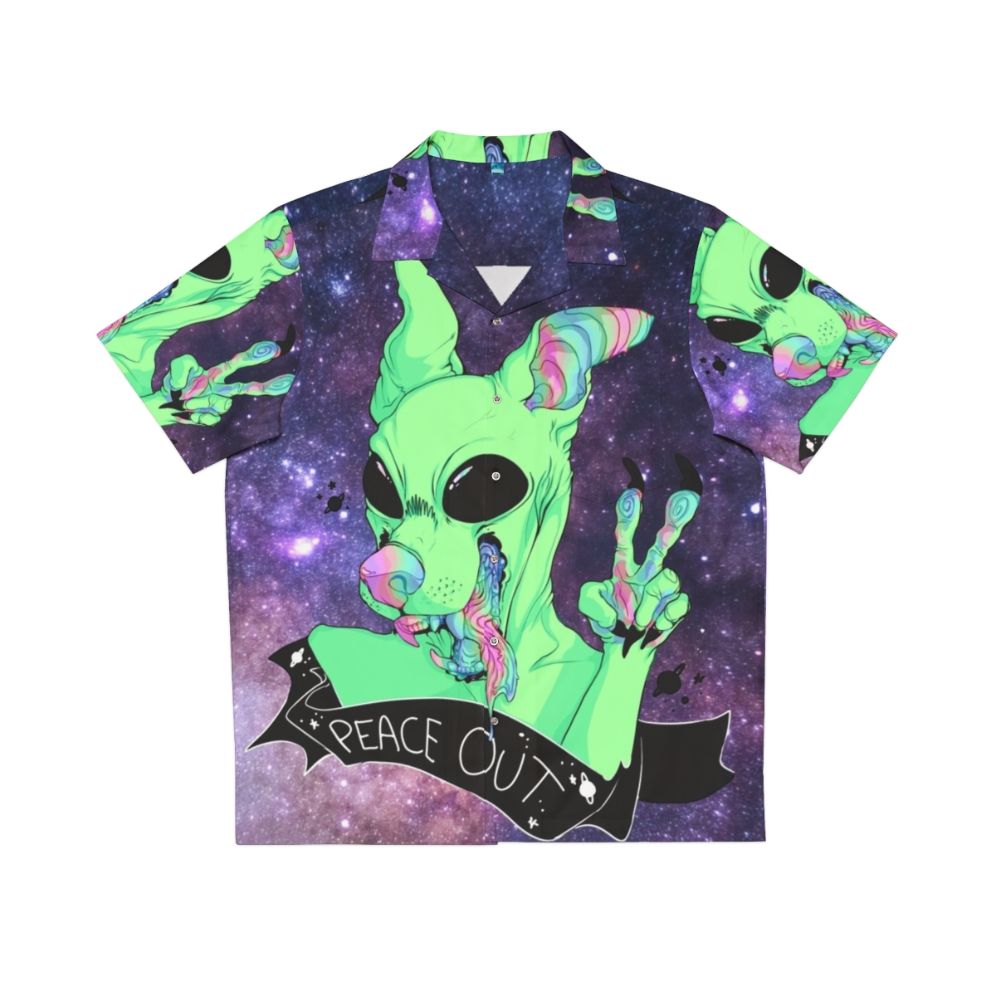 Cosmic Canine Hawaiian Shirt with Space, Alien, and Galaxy Designs