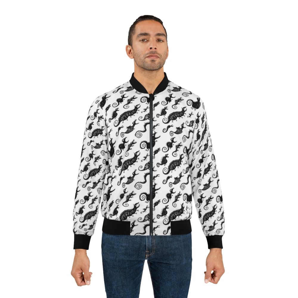 Ink monster and creature pattern bomber jacket - Lifestyle