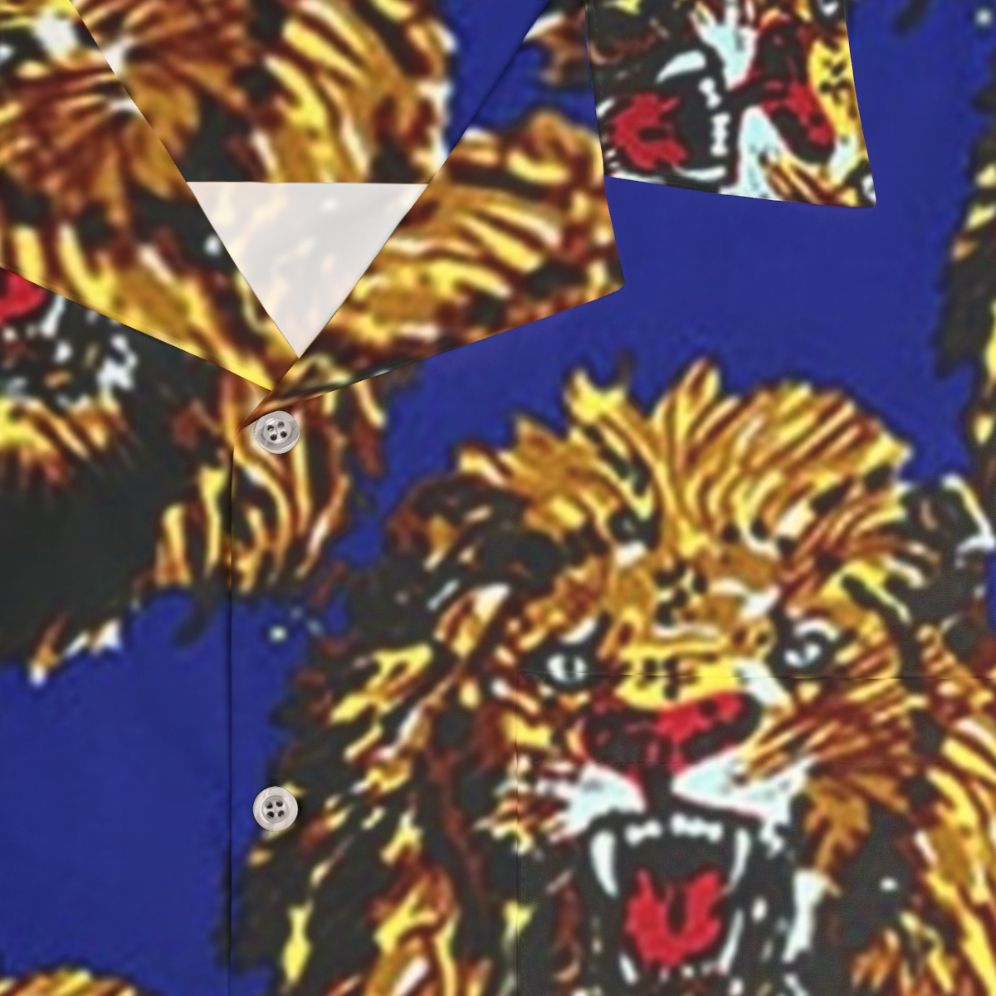 Blue Isi Agu Lion Head Hawaiian Shirt - Detail