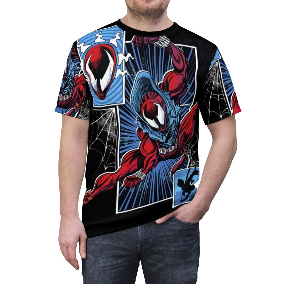 Unisex t-shirt featuring the Scarlet Spider logo and design - men front