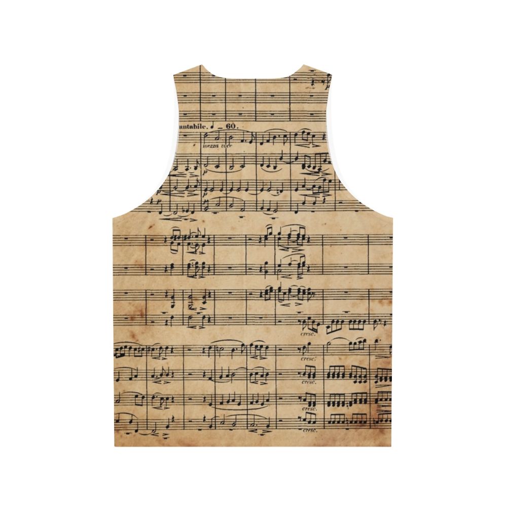 Beethoven's 9th symphony sheet music on antique paper design for unisex tank top - Back