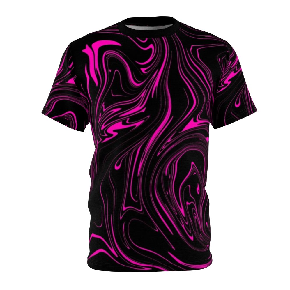 Galaxy swirl print on a black t-shirt