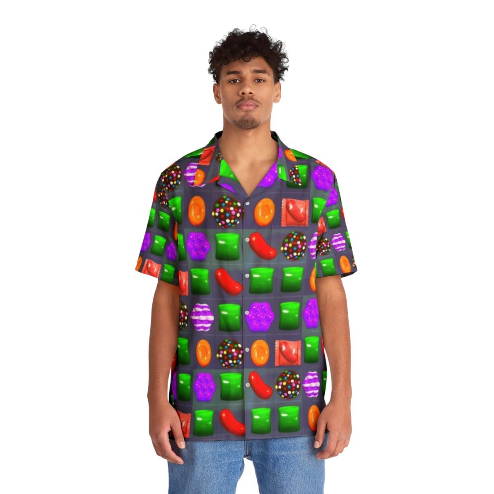 Candy Crush Hawaiian Shirt with Tropical Print Design - People Front