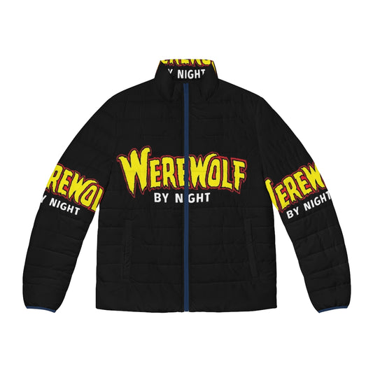 Werewolf by Night Puffer Jacket featuring retro comic book style design