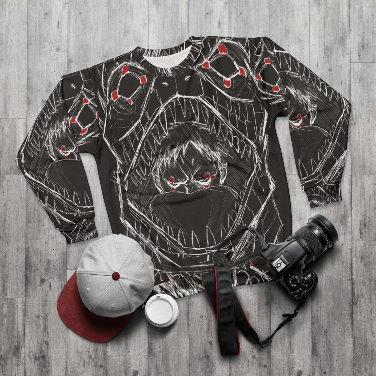 Dorohedoro Kaiman Anime Sweatshirt - flat lay