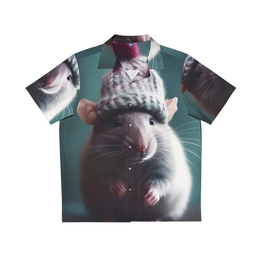 A Hawaiian shirt featuring a winter rat design