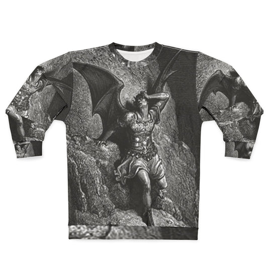 Vintage Gustave Dore Satan Profile Illustration Sweatshirt