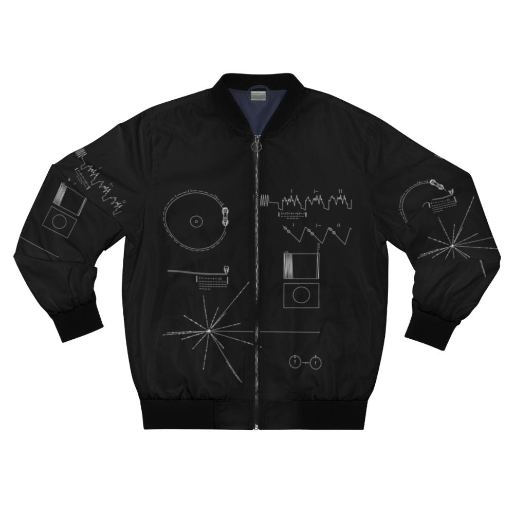 Voyager Golden Record bomber jacket with abstract space and astronomy designs