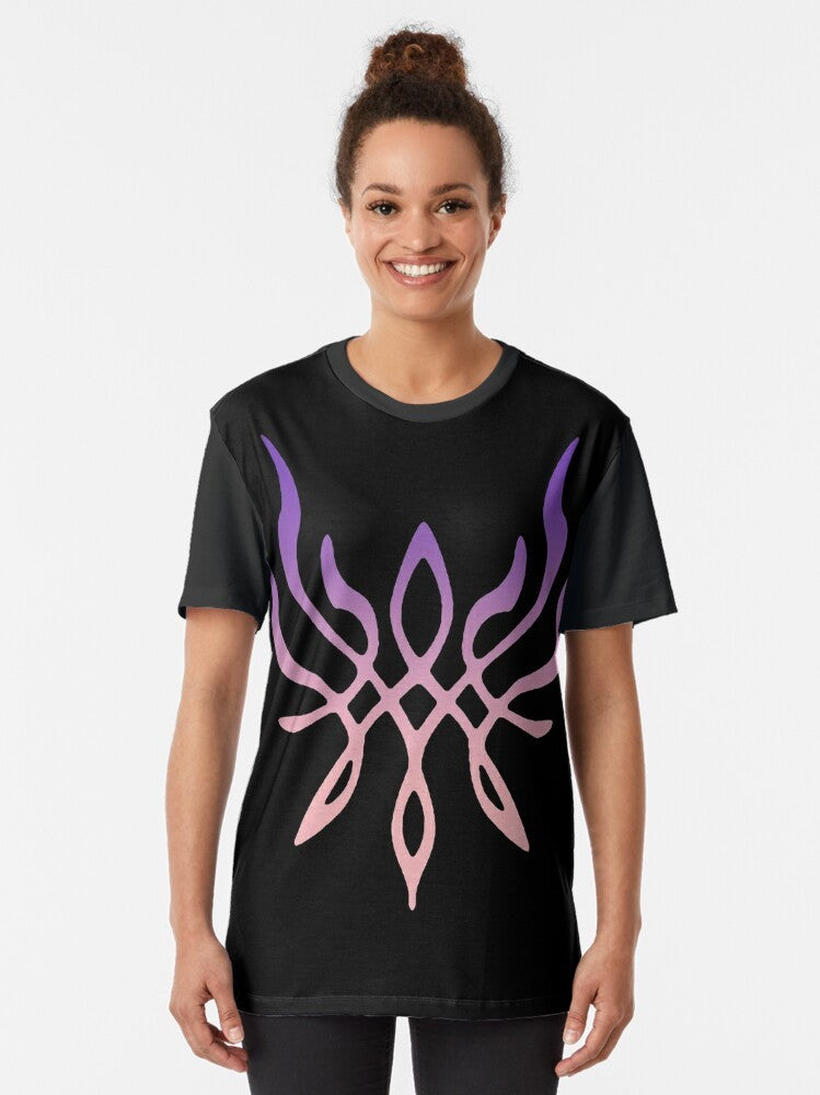 Fire Emblem Three Houses graphic tee with the Crest of Flames design featuring Byleth - Women