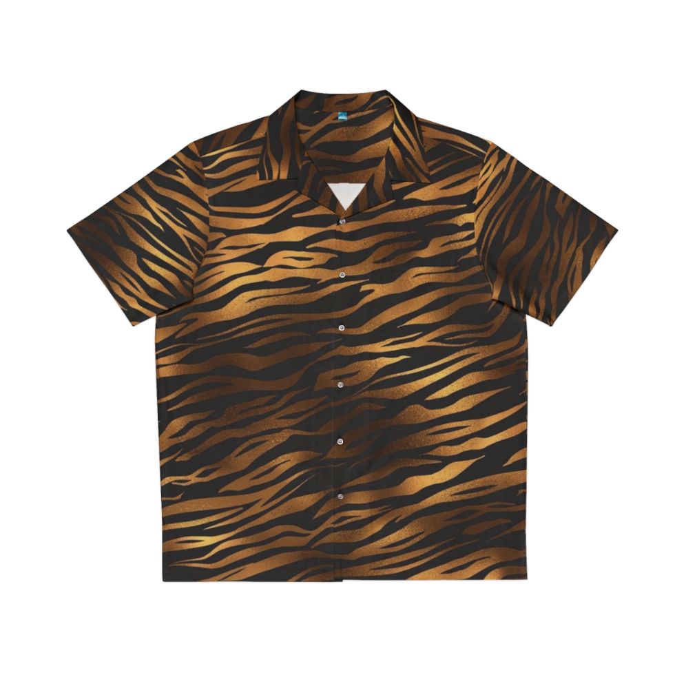 Tiger print Hawaiian shirt with vibrant jungle-inspired pattern