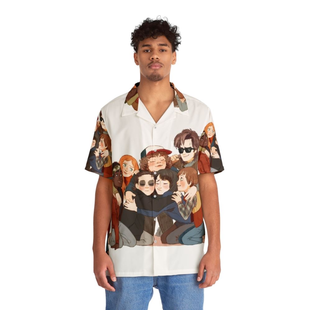 Big Hug Retro Hawaiian Shirt featuring Stranger Things characters - People Front