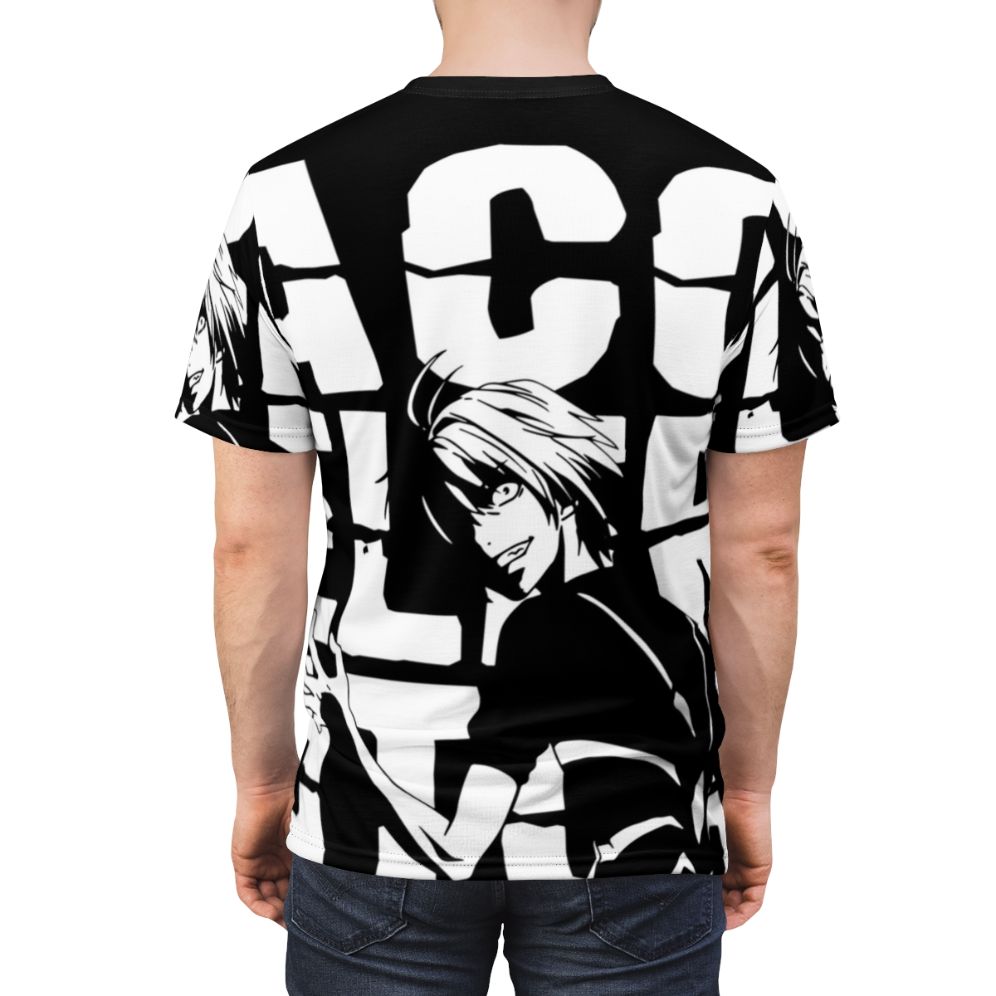 Accelerator-inspired anime t-shirt featuring characters from popular Japanese manga and anime series - men back