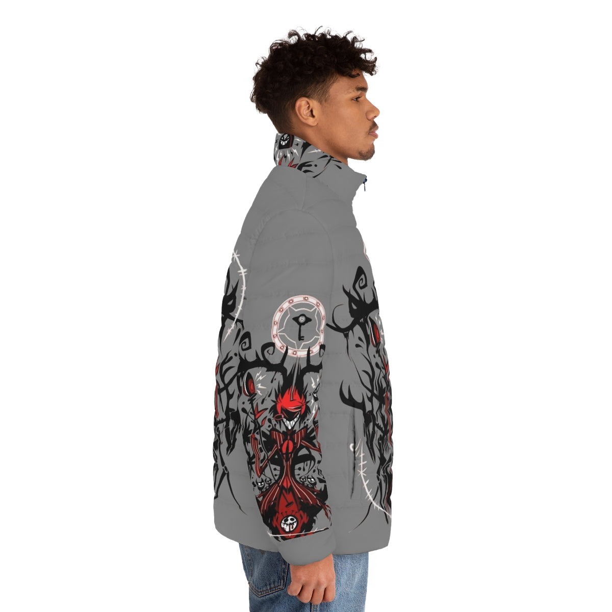 Hazbin Hotel Alastor Puffer Jacket with Anime Style Design - men side right