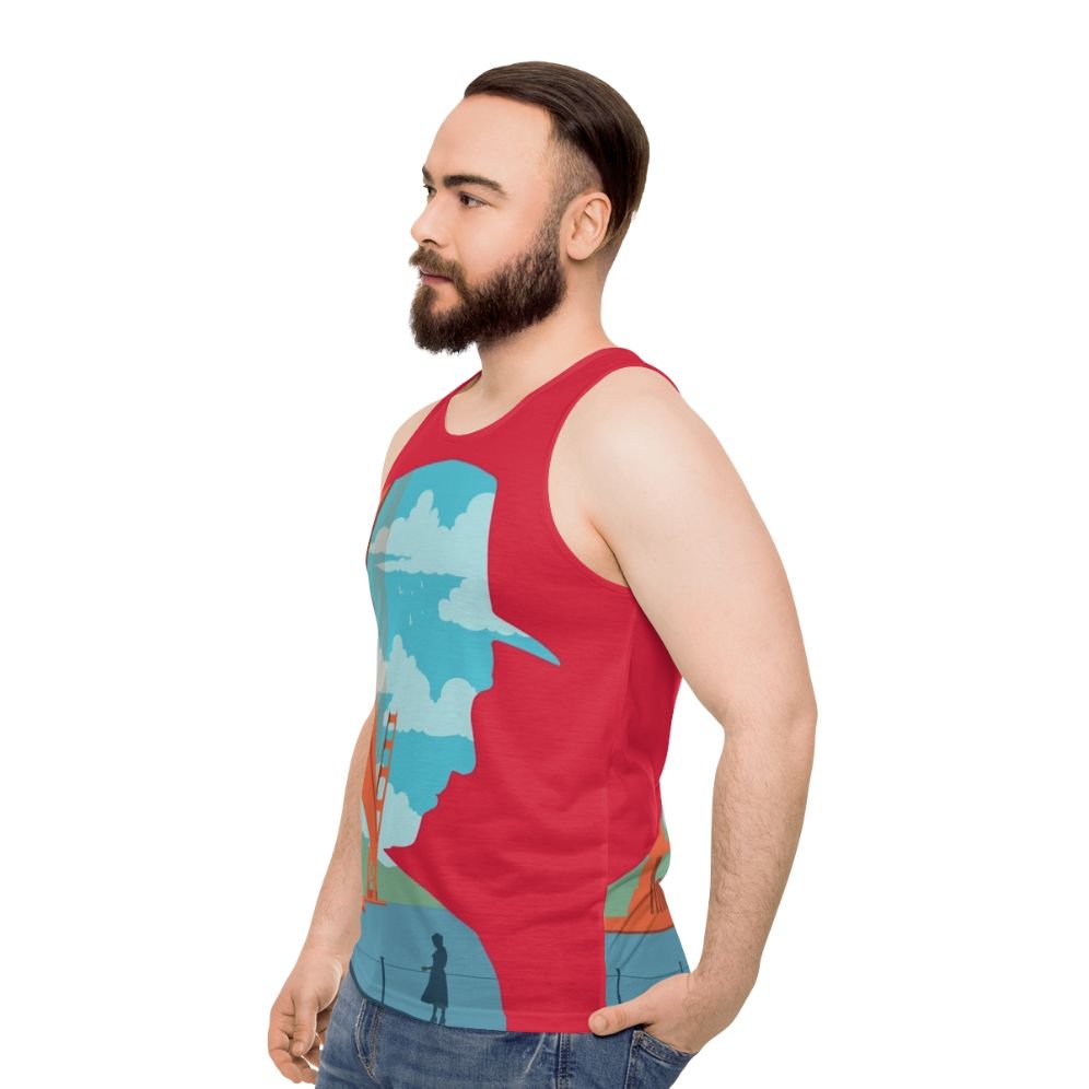 Vertigo movie inspired minimalist unisex tank top - men side