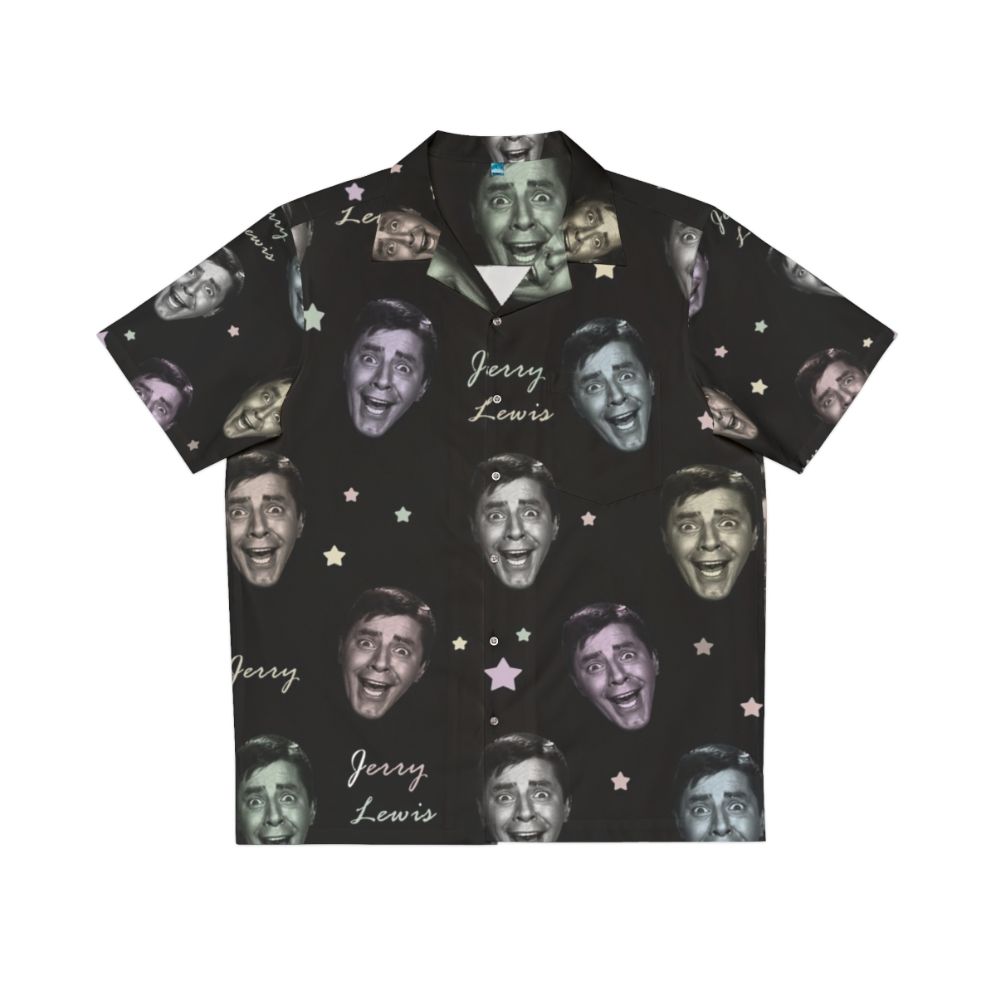 Jerry Lewis Hawaiian shirt with an American flag design and musical elements