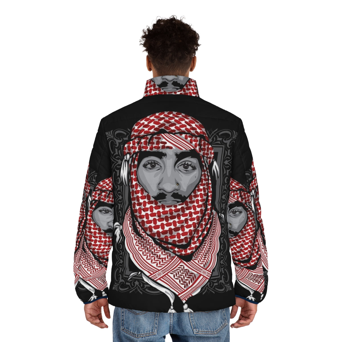 2Pac Puffer Jacket Featuring Legendary Rapper's Iconic Look - men back