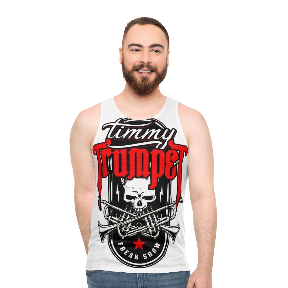 Unisex grunge skull tank top - men