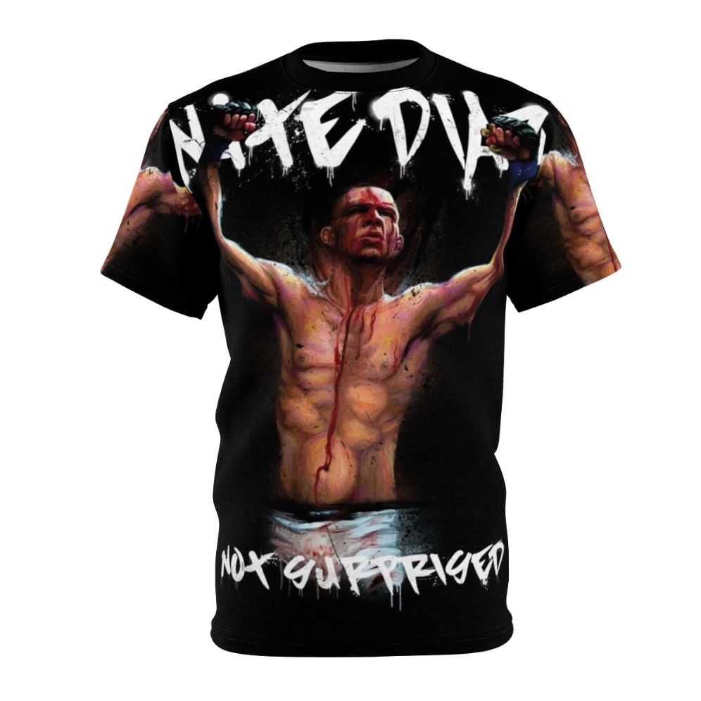 Nate Diaz inspired AOP t-shirt featuring the Diaz brothers and combat sports imagery