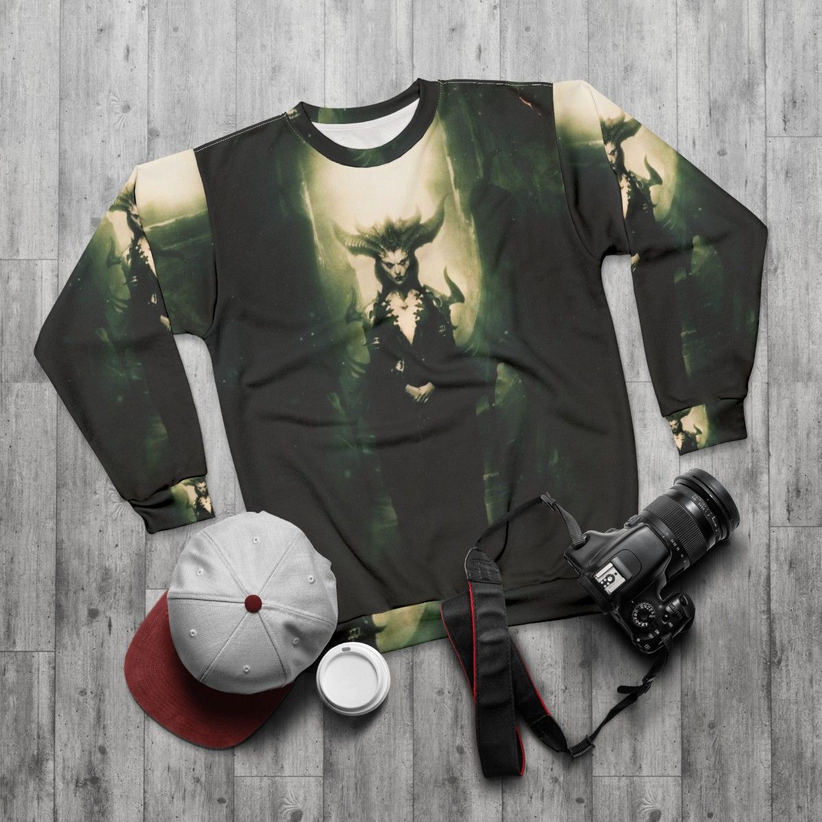 Diablo 4 Lilith Booooom Sweatshirt - flat lay