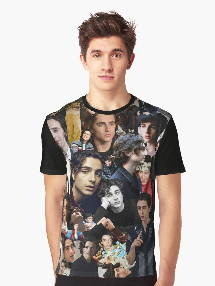 Timothee Chalamet Graphic T-Shirt featuring a collage of the acclaimed actor's most memorable roles - Men