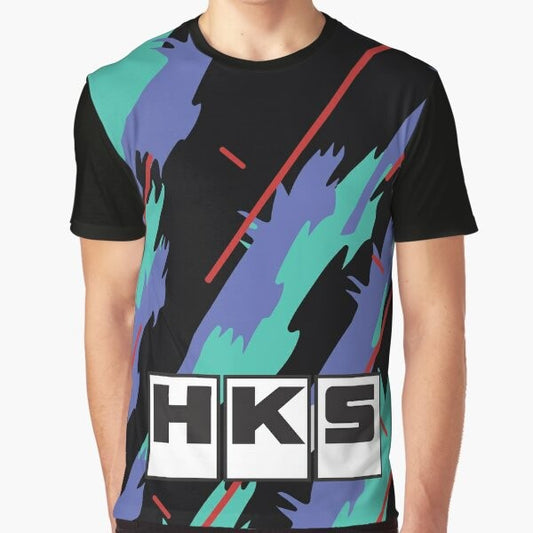 JDM HKS Retro Graphic T-Shirt with Drift and Drifting Designs