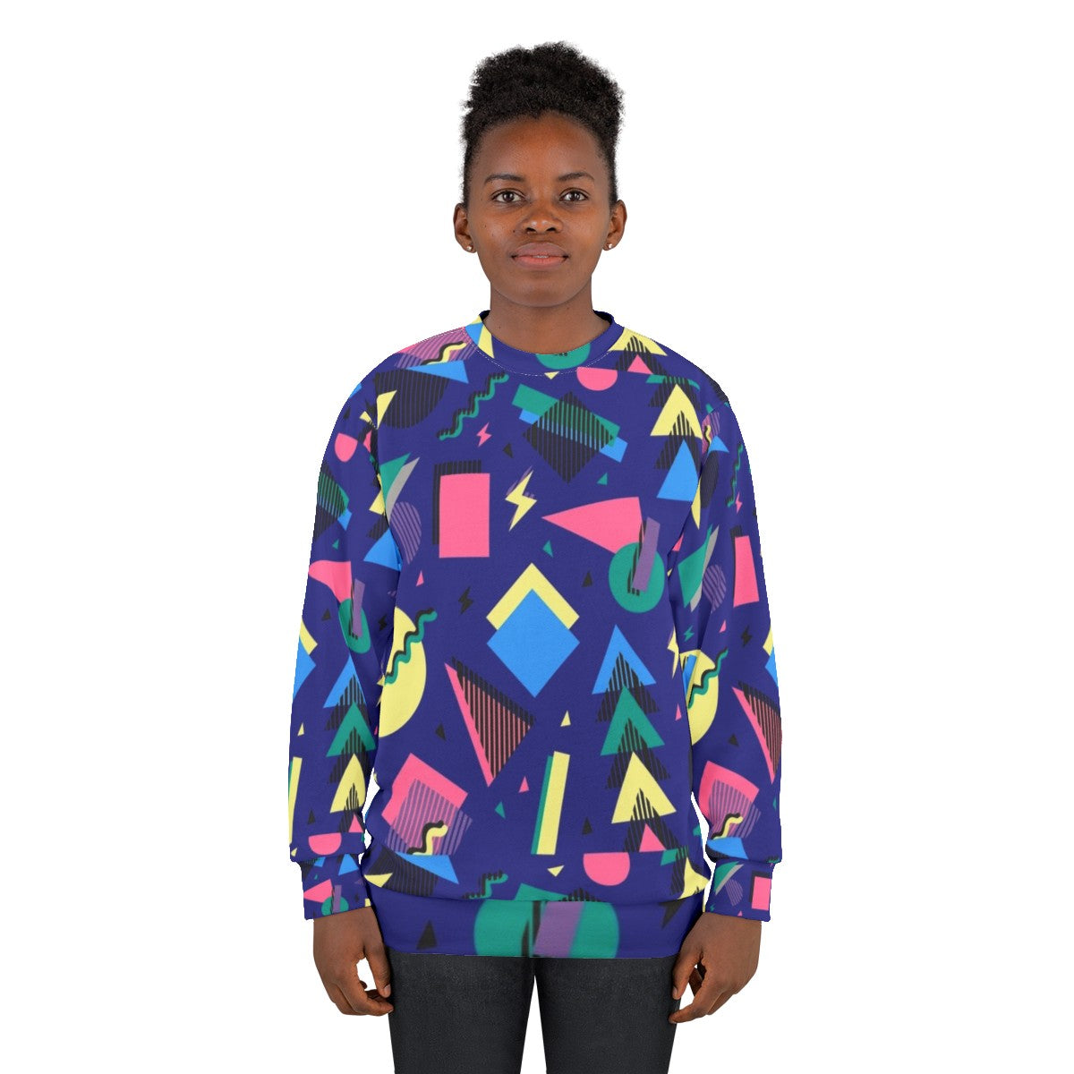 90s retro geometric pattern sweatshirt - women