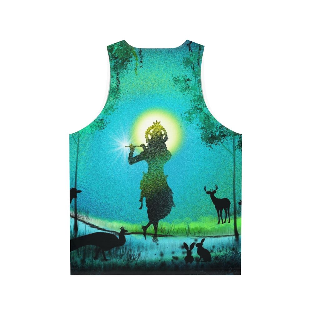 Lord Krishna digital art design on unisex tank top - Back