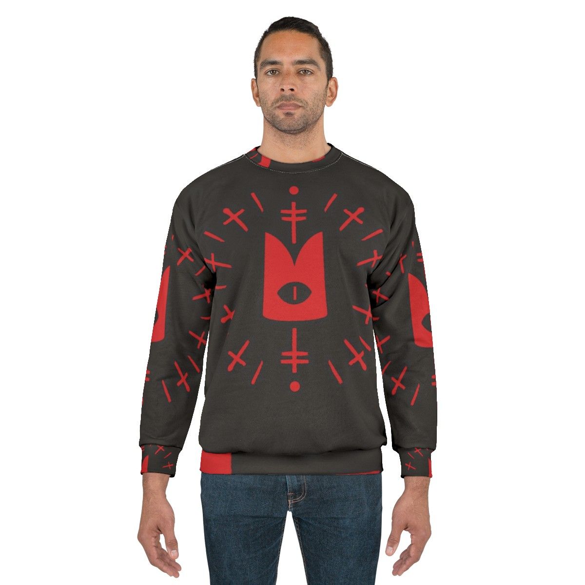 Cult of the Lamb Ritual Red Sweatshirt with Occult Symbols - men