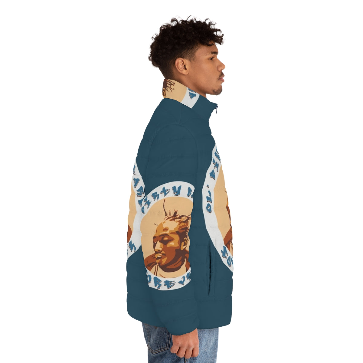 Ol Dirty Bastard Forever Tribute Puffer Jacket with focus on 90s East Coast hip hop - men side right