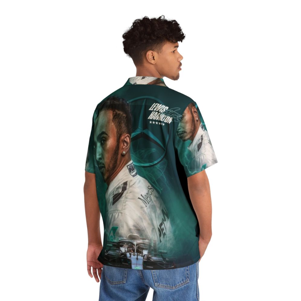 Lewis Hamilton wearing Formula 1 championship Hawaiian shirt - People Back