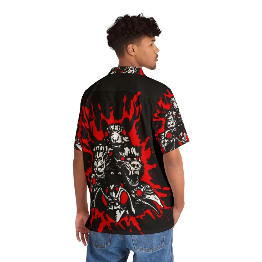 Chilling Blood Totems Hawaiian Shirt with Occult Symbols and Bloody Splatter - People Back