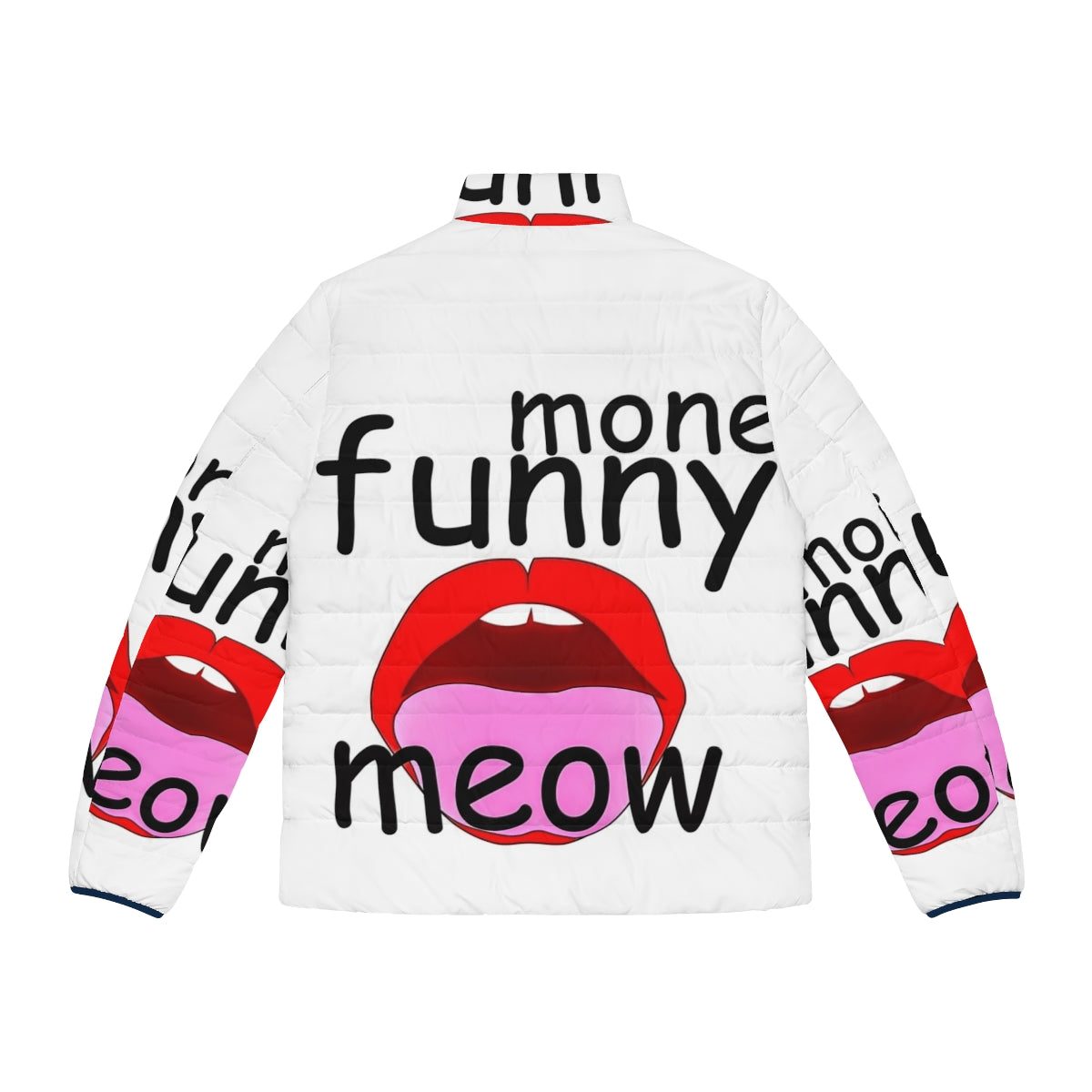 Puffer jacket with a humorous graphic design, perfect for music, movie, sports, gaming, anime, and pet lovers - Back