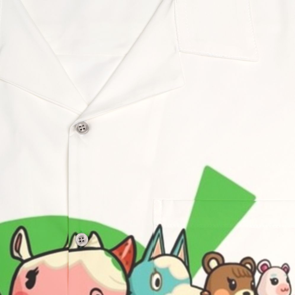 Colorful Hawaiian-style shirt with Animal Crossing character designs - Detail