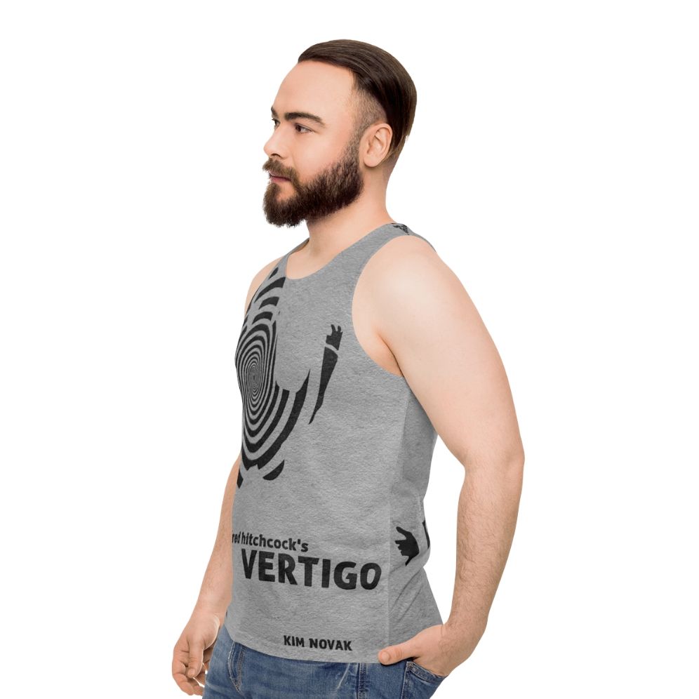 Vertigo Unisex Tank Top with Minimalist Movie Design - men side