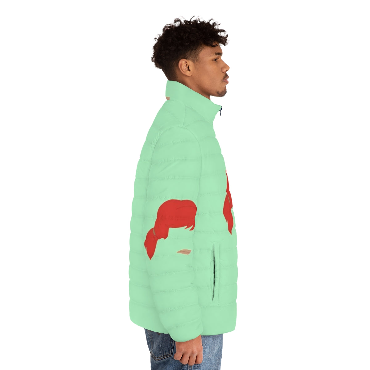 Big Mouth Netflix Puffer Jacket 2, featuring characters from the popular Netflix animated series - men side right