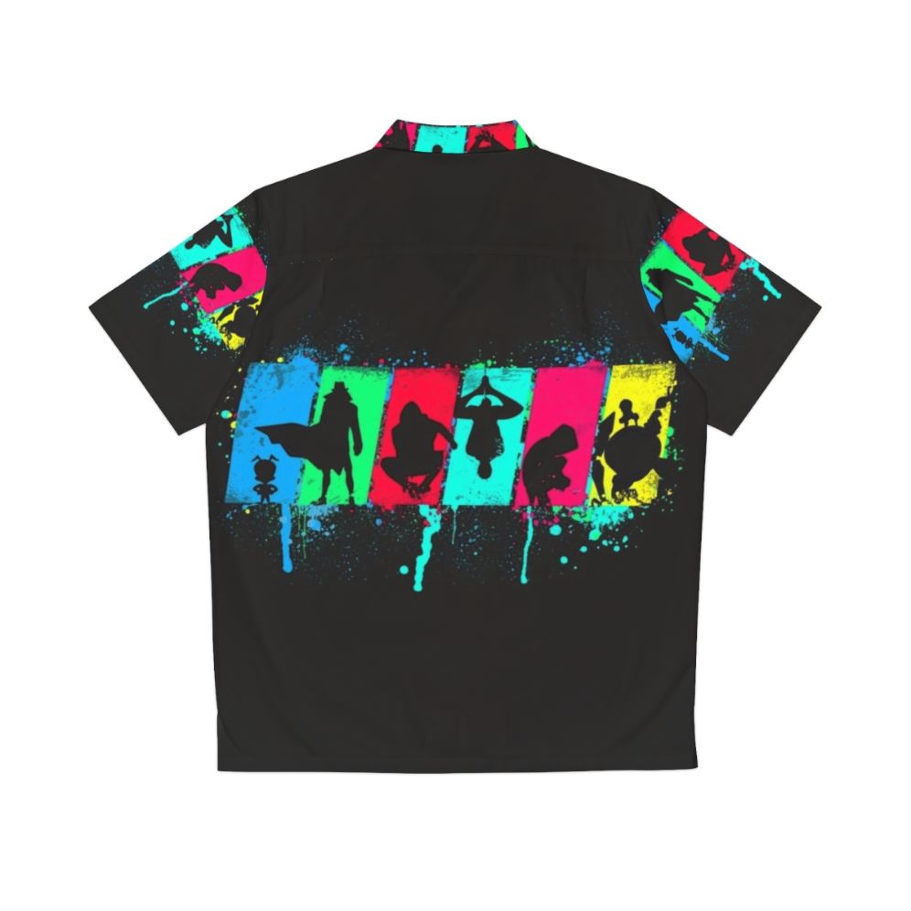 Neon Spider Souls Hawaiian Shirt with Spiderverse Inspired Silhouette Design - Back