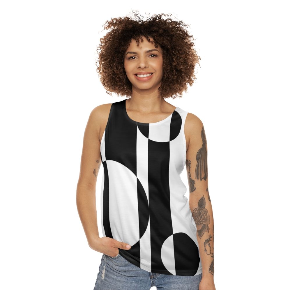 Retro 60s Op Art Black and White Unisex Tank Top - women